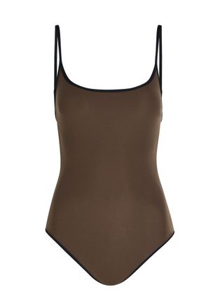 Toteme Contrast-trim Swimsuit - Brown - XS (UK6 / XS)