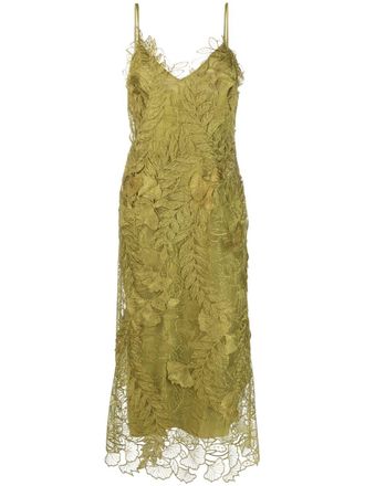 Alberta Ferretti embroidered midi dress - women - Elastane/Acetate/Silk - 44 - Green