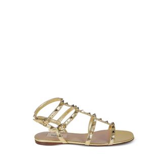 Valentino Garavani Flat Sandals, female, Yellow, Size: 6 1/2 US Rockstud Flat Sandal