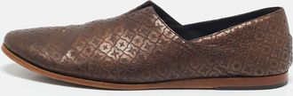 Giorgio Armani Brown Leather Smoking Loafers