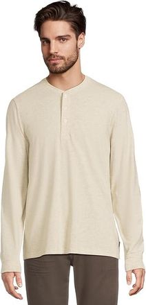L.L.Bean Performance Pima Henley Long Sleeve Mens T Shirt Oyster Tan Heather : 3XL, Cotton/Modal/Spandex