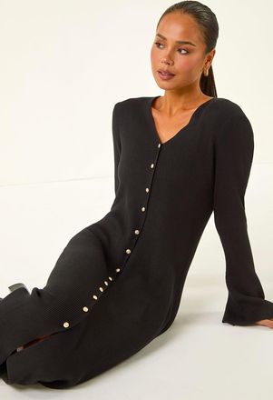 Roman Knitted Button Detail Midi Dress