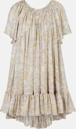 Chlo&eacute; Chlo&eacute; Vestido corto de charmeuse de seda fruncido floral