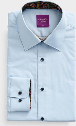 Le 31 Mens Solid floral-trim shirt Comfort fit Made with Liberty Fabric