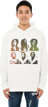 Dsquared2 White Relaxed Graphic Hoodie