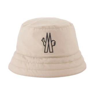 Moncler Hats, female, Beige, Size: S Quilted Logo Patch Hat