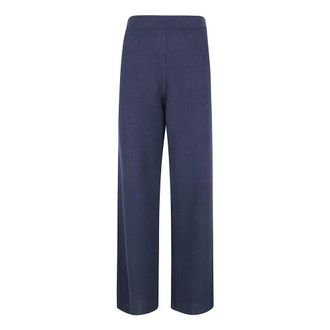 Fabiana Filippi Wide Trousers, female, Blue, Size: 2XS Cotton and linen trousers with micro sequins