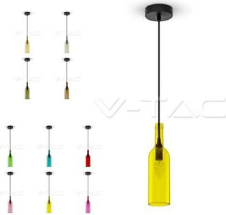 Trade Shop Trade Shop Traesio - Trade Shop - Illuminazione V-tac Led Lampadario Portalampada Bottiglia Pendente E14 Colorato - Transparent