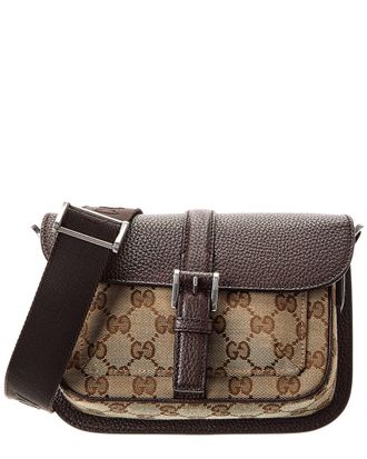 Gucci Super Mini Gg Canvas & Leather Shoulder Bag