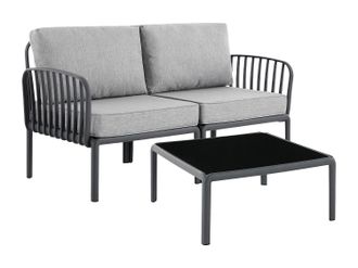 Vente-Unique Salotto da giardino in polipropilene: un divano 2 posti e un tavolino - Antracite - CASILMA di MYLIA