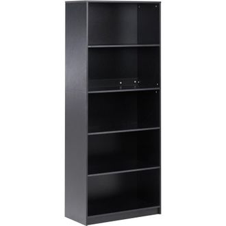 Beliani Estanter&iacute;a De 5 Niveles Librer&iacute;a Estilo Minimalista Aglomerado Negro Zehna