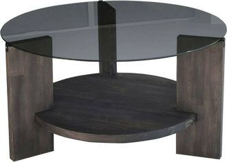 Dmora Mesa De Caf&eacute; Dcaporal, Mesa De Centro Baja, Revistero Para Sof&aacute;, Estante De La Sala De Estar, 75x75h40 Cm, Antracita Y Marr&oacute;n - Dmora