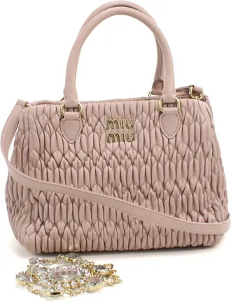 Miu Miu Pink Leather Tote Bag (Pre-Owned)