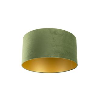 QAZQA Algod&oacute;n Pantalla De L&aacute;mpara De Terciopelo Verde 50/50/25 Con Interior Dorado, - Qazqa