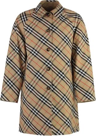 Burberry Trenchcoat met Ruitmotief - Heren - Mantel - Beige - XL - Jassen