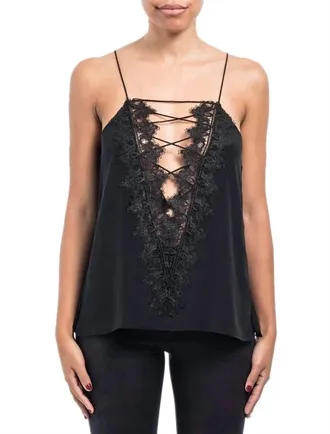 Cami NYC Charlie Silk Lace Top In Black