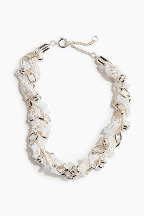 H&M Chunky Beaded Necklace in Silver-Colored/white at Nordstrom