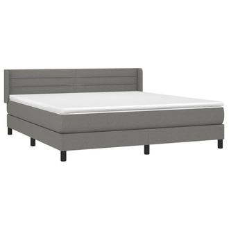 vidaXL Cama Box Spring Con Colch&oacute;n Tela Gris Oscuro 180x200 Cm Vidaxl