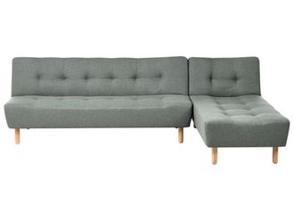 Beliani Sof&aacute; cama modular esquinero 4 plazas Tela Verde Izquierda