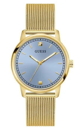 Guess Chandler Mesh Strap Watch, 40mm in Blue/gold at Nordstrom