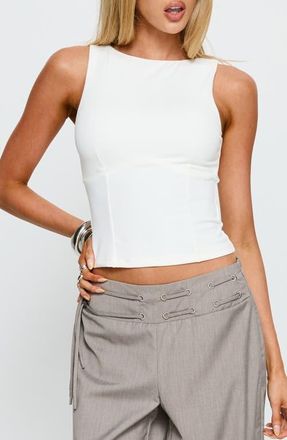 Princess Polly Georgetta Fitted Crop Tank in White at Nordstrom, Size 12
