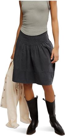 Free People Peyton Pintuck Midi Skirt Womens Skirt Washed Black : 10, Cotton