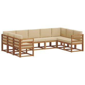 vidaXL Conjunto De Sof&aacute;s De Exterior Con Coj&iacute;n 9 Pcs Natural Y Beige Vidaxl