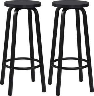 Woltu Set Di 2 Sgabelli Da Bar-bistrot - Seduta In Mdf - Struttura In Metallo - Sgabello Da Cucina - 30 X 30 X 72 Cm - Nero - Woltu