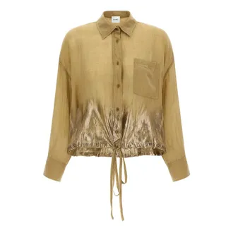 Nude Shirts, female, Brown, Size: 2XS Linen Blend Shirt