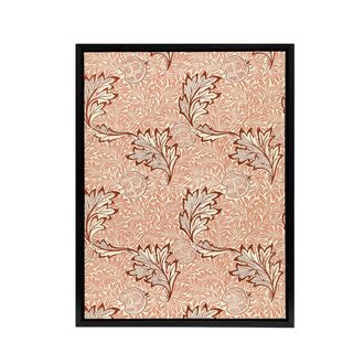 Artery8 Apple & Leaves Pattern Framed Canvas Wall Art Print William Morris in Brown | Size: W24 x H32