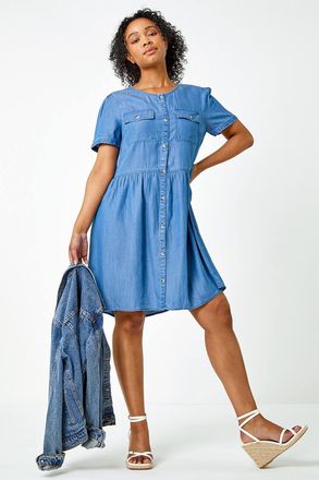 Roman Pocket Detail Denim Dress