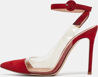 Gianvito Rossi Red Suede And Pvc Anise Pumps