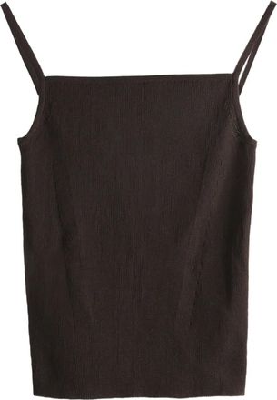 Amomento Top a coste - Marrone