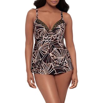 Miraclesuit Lets Be Fronds Marina Underwire Skirted One-Piece Swimsuit in Black/multi at Nordstrom, Size 12