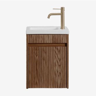 Sklum Conjunto De Mueble De Ba&ntilde;o Suspendido En Madera Con Lavabo Integrado Narek Sklum
