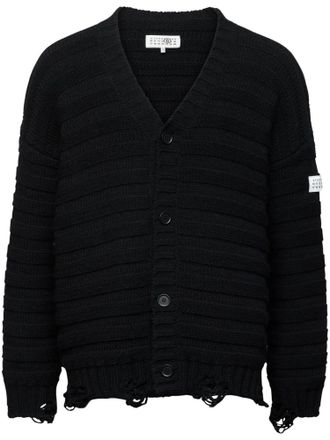 Maison Margiela Chunky Knit Cardigan with Distressed Trims