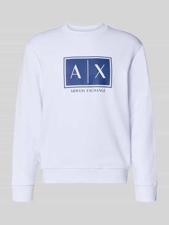 A|X Armani Exchange Sweatshirt mit Logo-Print und Rundhalsausschnitt in Weiss, Gr&ouml;&szlig;e XXL