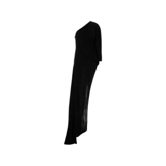 Gucci Kleedjes, Dames, Zwart, S, Viscose Jersey Asymmetrische Lange Jurk