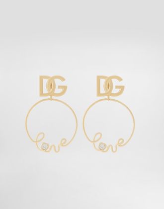 Dolce & Gabbana Clip-on love Earrings With Dg Logo - Woman Bijoux Gold Metal Onesize