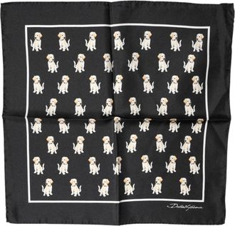 Dolce & Gabbana Zwarte Hond Print Vierkante Zakdoek Sjaal
