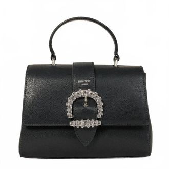 Jimmy Choo London Womens Cherie Crystal Buckle Top Handle Bag In Black