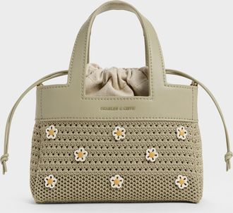 Charles & Keith Girls Ida Flower Knitted Mini Bag