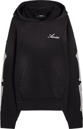 Amiri Amiri Bones Embroidered Hooded Cotton Sweatshirt - Black - XL