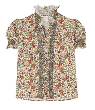 Loretta Caponi Floral High Neck Donatella Blouse Size L