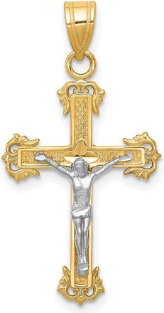 Diamond2Deal 10K Two-tone Diamond-cut Crucifix Pendant