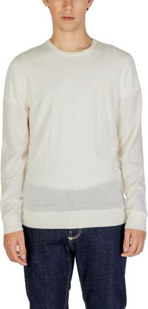 Calvin Klein Jeans Mens Crew Neck Sweater Classic Fit - Ivory Wool - Size Medium