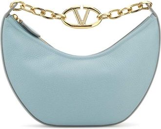 Valentino Garavani Light Blue Leather Small Hobo Moon Handbag