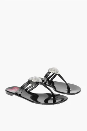 Moschino LOVE rubber thong sandals with heart detail size 38