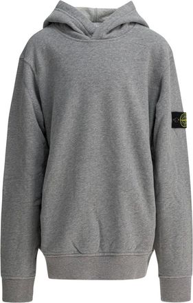 Stone Island Kids Sweatshirts, male, Gray, 10 Y, Hooded Sweatshirt with Pouch Pocket and Ribbed Details