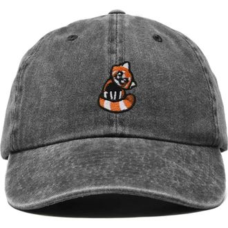 Dalix Red Panda Embroidered Dad Hat in Washed Black at Nordstrom